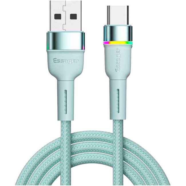 Кабель синхронізації даних Essager Colorful LED USB Cable Fast Charging 3A USB-A to Type C 1m Blue (EXCT-XCD03)