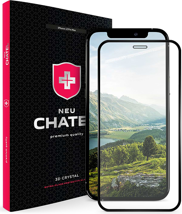 Фото - Захисне скло для смартфону NEU Chatel Full 2.5D Silk Narrow Border Crystal with Mesh for iPhone 12 Pro Max Front Black (+NEU25DM67B)