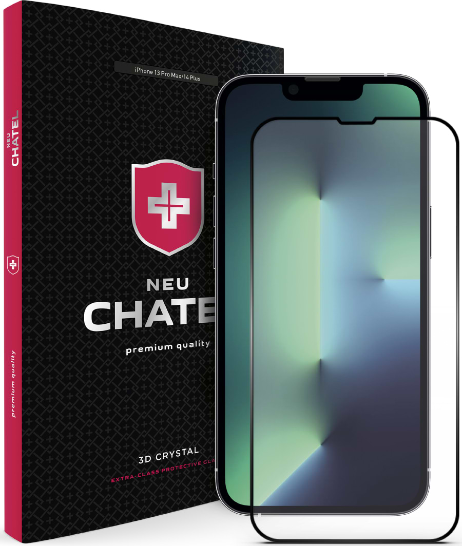 Защитное стекло для смартфона NEU Chatel Сorning Gorilla Glass with Mesh for iPhone 13 Pro Max/14 Plus Front Black (+NEU3D14PB)