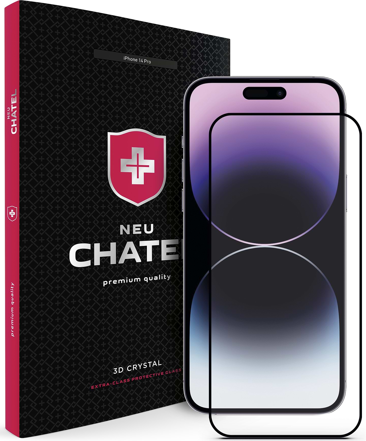 Защитное стекло для смартфона NEU Chatel Corning Gorilla Glass with Mesh for iPhone 14 Pro Front Black (+NEU3D14PLB)