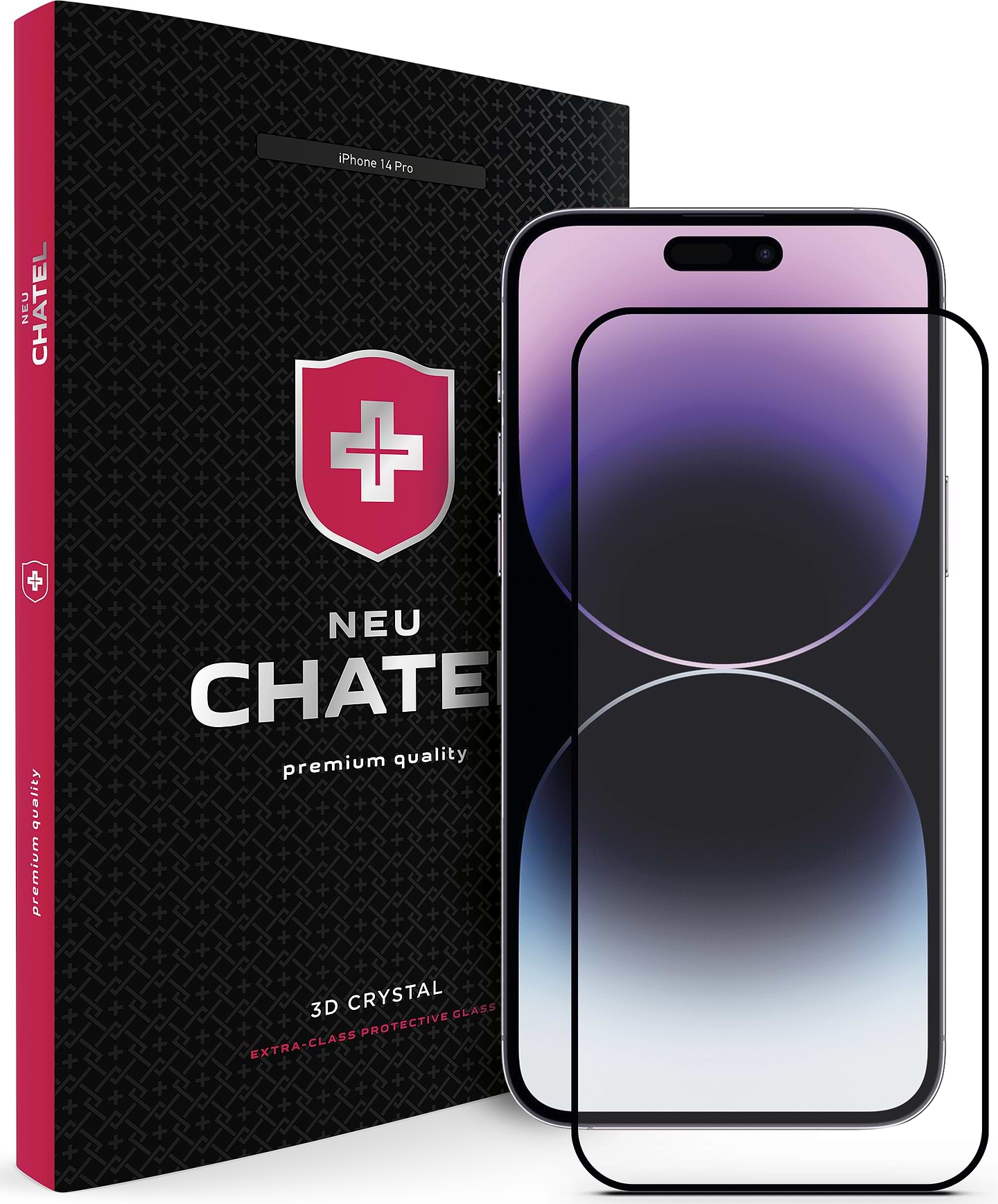 Захисне скло для смартфону NEU Chatel 2.5D Silk Narrow Border Anti-Peep Privacy Glass with Mesh for iPhone 14 Pro Front Black (+NEU3D14PLBPRIV)