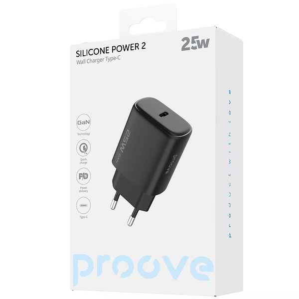 Фото - Сетевое зарядное устройство Proove Silicone Power 2 25W Type-C Black (WCSP25010001)