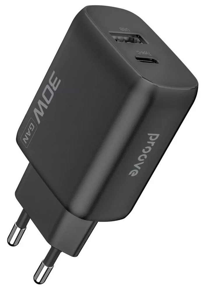 Сетевое зарядное устройство Proove Silicone Power 2 30W Type-C + USB Black (WCSP23110001)