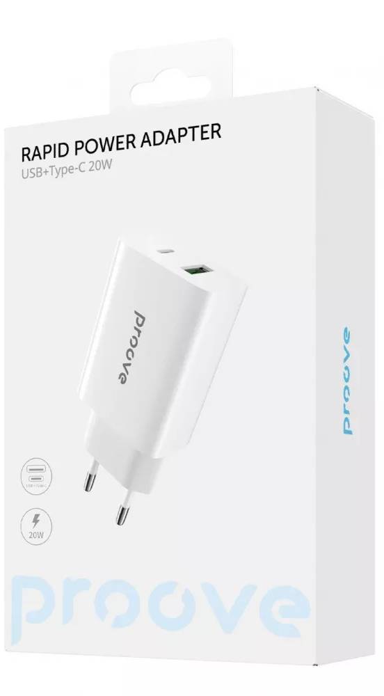 Фото - Сетевое зарядное устройство Proove Rapid 20W Type-C + USB White (349150003)