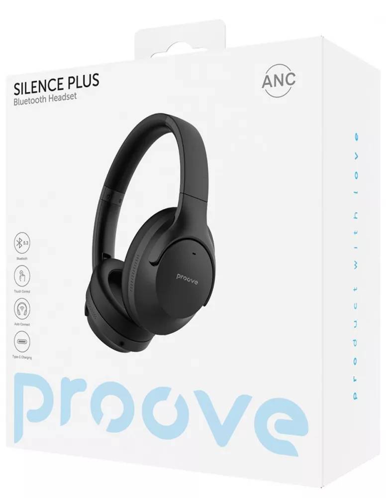Фото - Наушники накладные беспроводные Proove Silence Plus with ANC Black (HPSLP0010001)