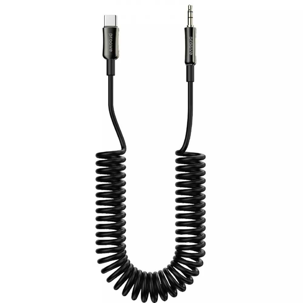 Кабель синхронизации данных Proove Steel Spring Type-C to 3.5 1m Black (ACSS00005201) - Фото 1
