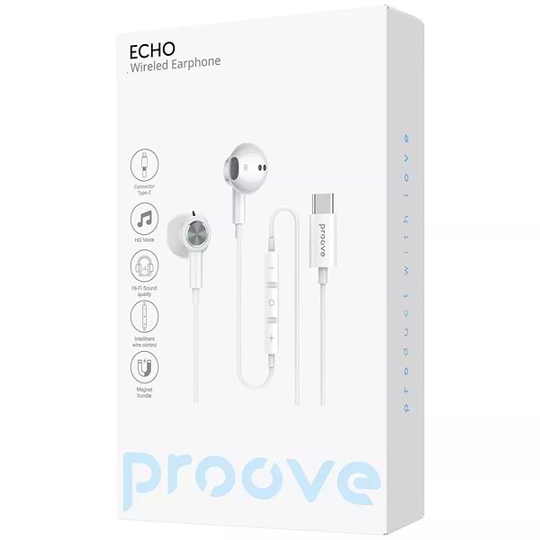 Фото - Навушники вкладиші бездротові Proove Echo (Type-C) White (ECWE00000202)