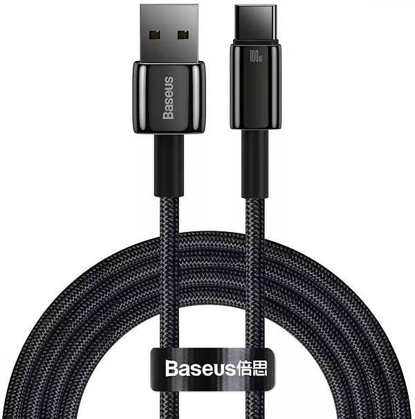 Фото - Кабель синхронізації даних Baseus Tungsten Gold Fast Charging USB to Type-C 100W 2m black (CAWJ000101) Фото - Кабель синхронізації даних Baseus Tungsten Gold Fast Charging USB to Type-C 100W 2m black (CAWJ000101)
