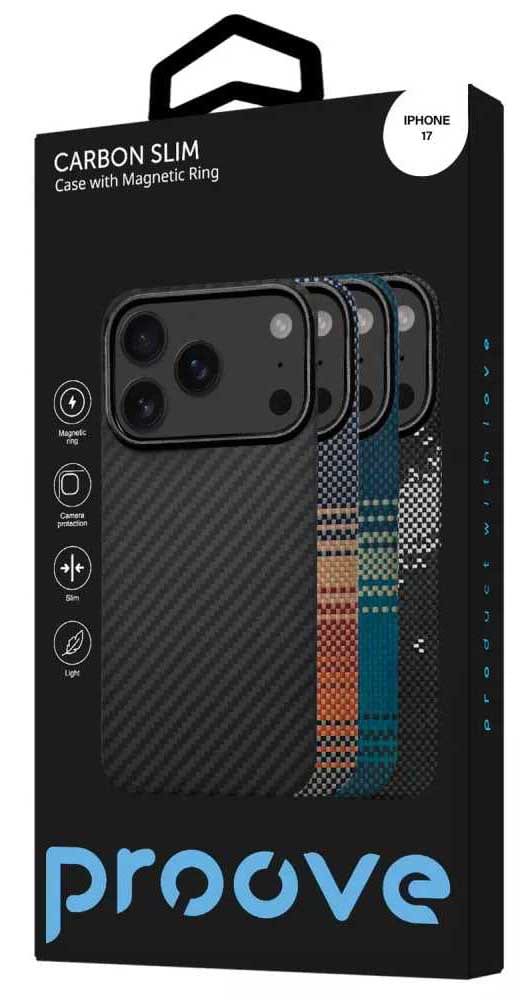 Фото - Чохол для смартфону Proove Carbon Slim with Magnetic Ring iPhone 17 Black (PCCSIP170002)
