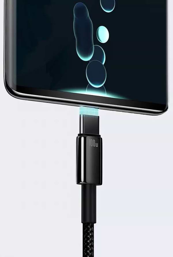 Фото - Кабель синхронізації даних Baseus Tungsten Gold Fast Charging USB to Type-C 100W 2m black (CAWJ000101)