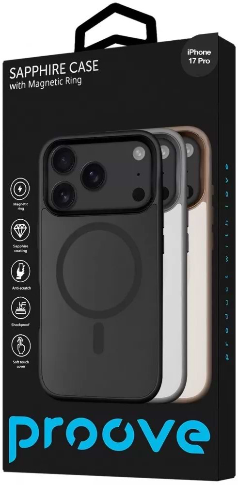 Фото - Чохол для смартфону Proove Sapphire Case with Magnetic Ring iPhone 17 Pro Black Titanium (PCSAIP17P036)