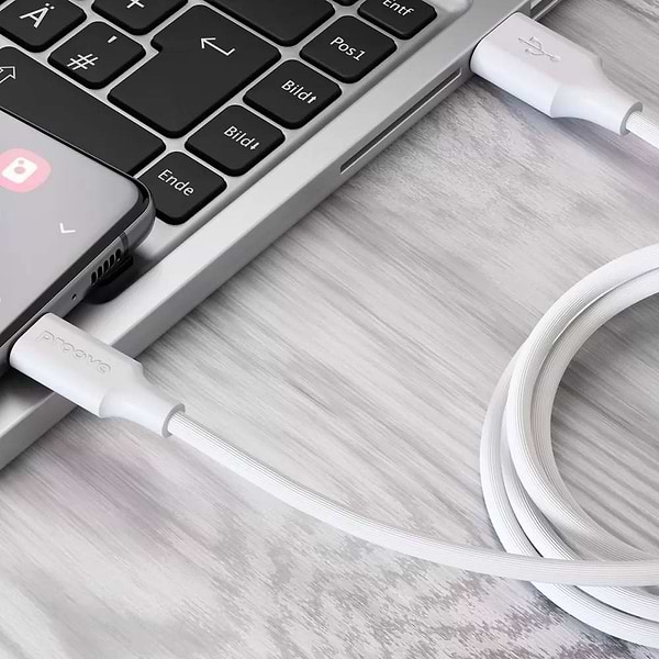 Фото - Кабель синхронізації даних Proove Striped Silicone Type-C 1m White (CCSS60001202)