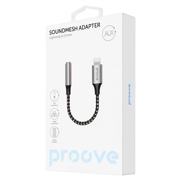 Фото - Перехідник аудіо Proove SoundMesh Lightning to 3.5 mm Gray (ACSM00005101)