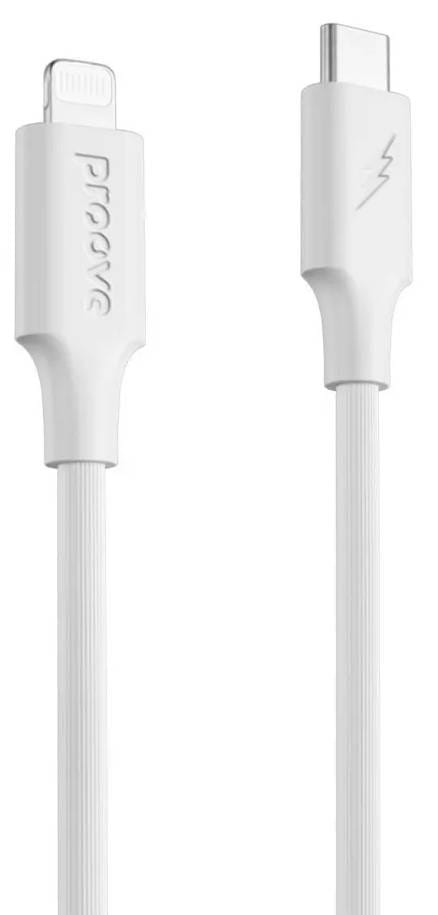Кабель синхронізації даних Proove Striped Silicone Type-C to Lightning 1m White (CCSS00002102)
