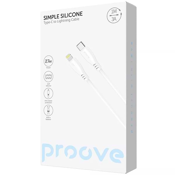 Фото - Кабель Proove Simple Silicone Type-C to Lightning 27W 1m White (CCSS27002102)