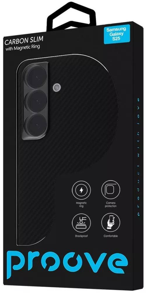 Фото - Чохол для смартфону Proove Carbon Slim with Magnetic Ring Samsung Galaxy S25 Black (PCCSSGS02502)