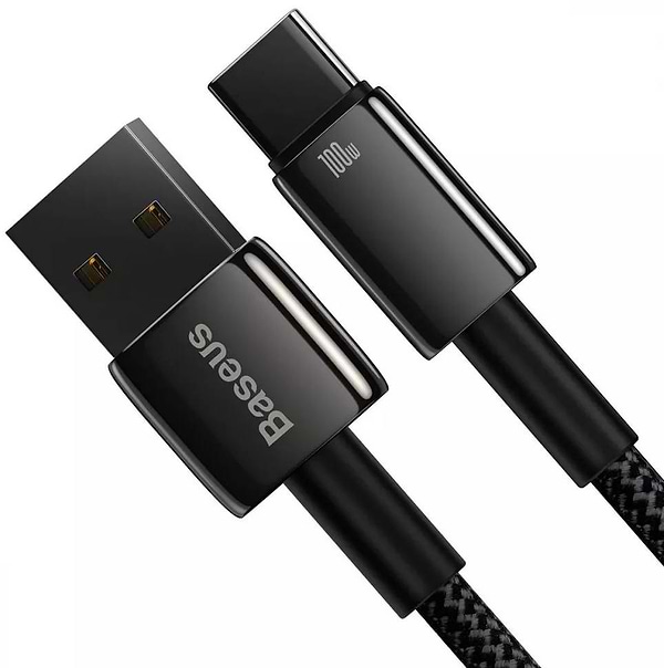 Фото - Кабель синхронізації даних Baseus Tungsten Gold Fast Charging USB to Type-C 100W 2m black (CAWJ000101)