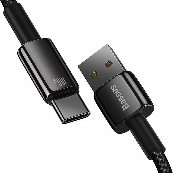 Фото - Кабель синхронізації даних Baseus Tungsten Gold Fast Charging USB to Type-C 100W 2m black (CAWJ000101)