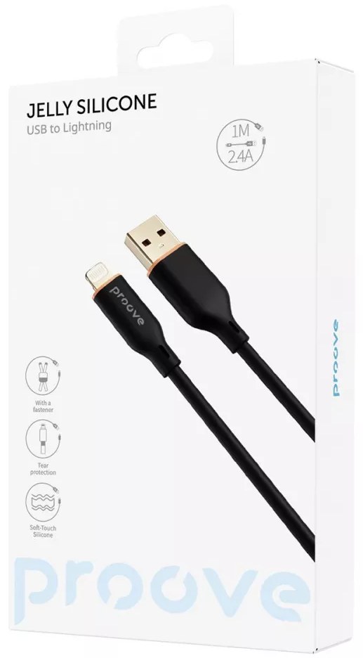 Фото - Кабель синхронізації даних Proove Jelly Silicone Lightning 2.4A (1m) Black (491980001)