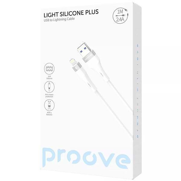 Фото - Кабель Proove Light Silicone Plus USB to Lightning 2.4A 1m White (CCLS12001102)