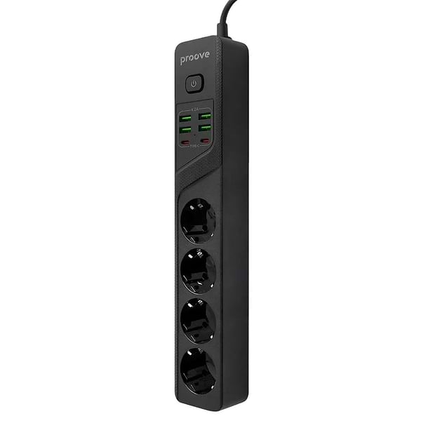 Фото - Мережевий фільтр Proove Power Strip P-04 4 р + 4 USB + 2 Type-C 2м black (PSP442420001)