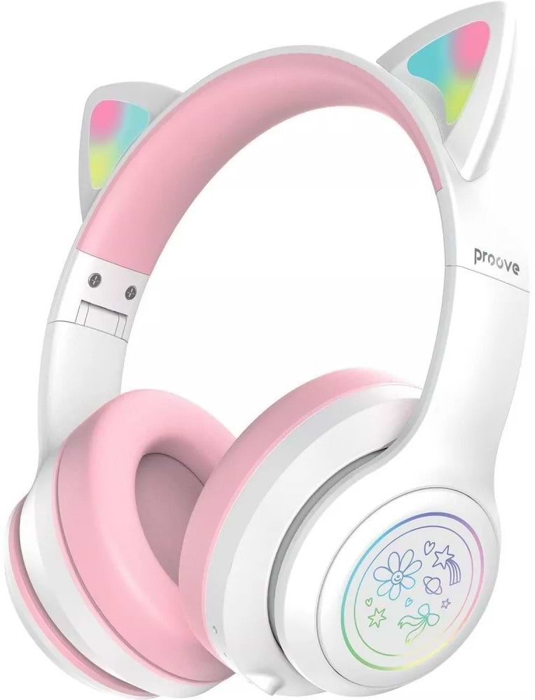 Навушники накладні бездротові Proove Kids Neko (APP) white/pink (HPNK0001AP25)
