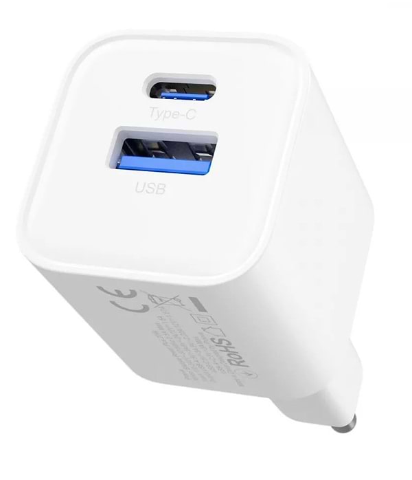 Фото - Мережевий зарядний пристрій Proove Silicone Power Plus 20W (Type-C + USB) White