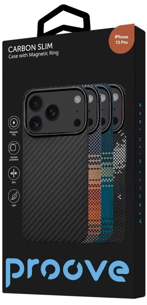 Фото - Чехол для смартфона Proove Carbon Slim with Magnetic Ring iPhone 13 Pro Onyx (PCCSIP13P060)