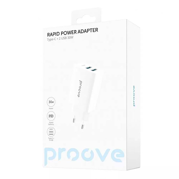Фото - Мережевий зарядний пристрій Proove Rapid 30W (2 USB + Type-C White (483950003)
