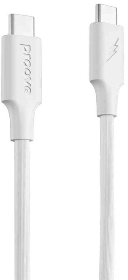 Фото - Кабель синхронізації даних Proove Striped Silicone Type-C to Type-C 60W 1m White (CCSS60002202)