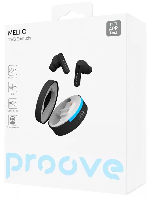 Фото - Наушники вкладыши беспроводные TWS Proove Mello TWS with ANC (APP) black (TWML0001AP01)