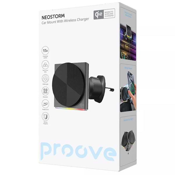 Фото - Автодержатель с беспроводной зарядкой Proove Neostorm QI2 15W gray (WHNS15002003)