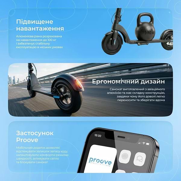 Фото - Электросамокат Proove Model X-City Pro 2 App 350W Black/Blue (XCPN35025101)
