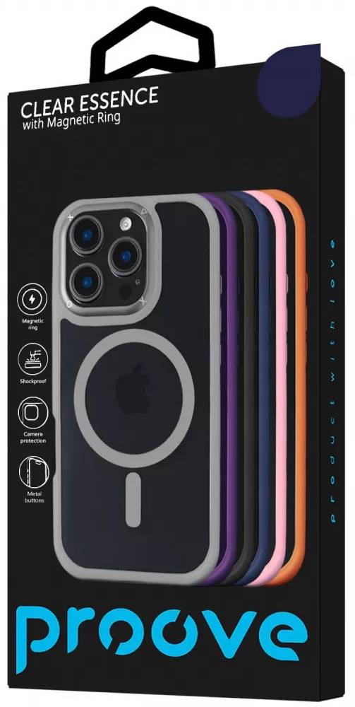 Фото - Чохол для смартфону Proove Clear Essence Case with Magnetic Ring iPhone 14 Pro Gray (PCCEIP14P005)