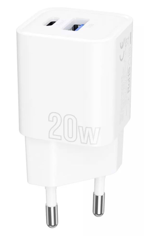 Фото - Мережевий зарядний пристрій Proove Silicone Power Plus 20W (Type-C + USB) White