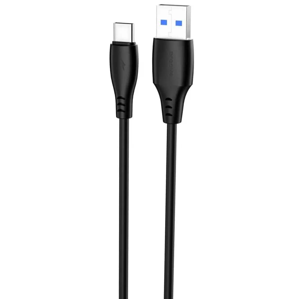 Кабель синхронізації даних Proove Simple Silicone USB to Type-C 3A 2m Black (CCSS15001221)