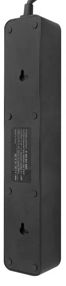 Фото - Мережевий фільтр Proove Power Strip P-03 3 розетки + 4 USB + 2 Type-C 2m Black (396830001)