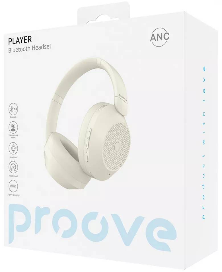 Фото - Наушники накладные беспроводные Proove Player with ANC beige (HPPY00010007)