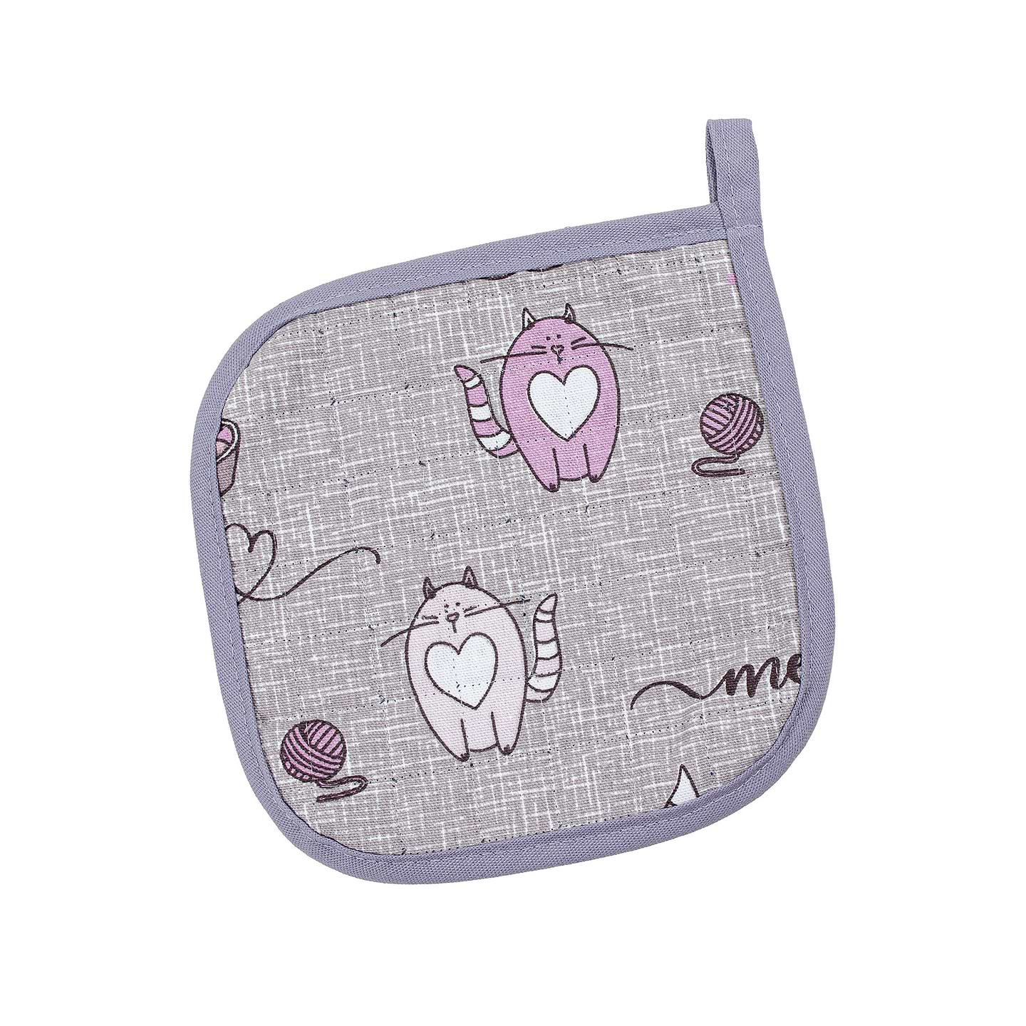 Прихватка Home Line Напівпанама кіт на кухні сіро/бузковий 20Х20 (175299)