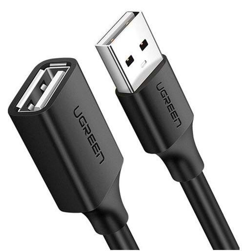 Кабель USB Type-A - USB Type-A UGREEN US103 USB 2.0 AM-AF 3 m Nickel Plating Extension Cable Black (10317) - Фото 1