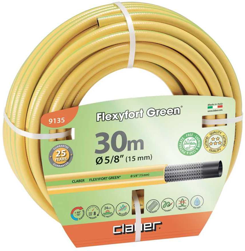 Фото - Шланг поливочний Claber 5/8" 30м Flexyfort Green (91350000)