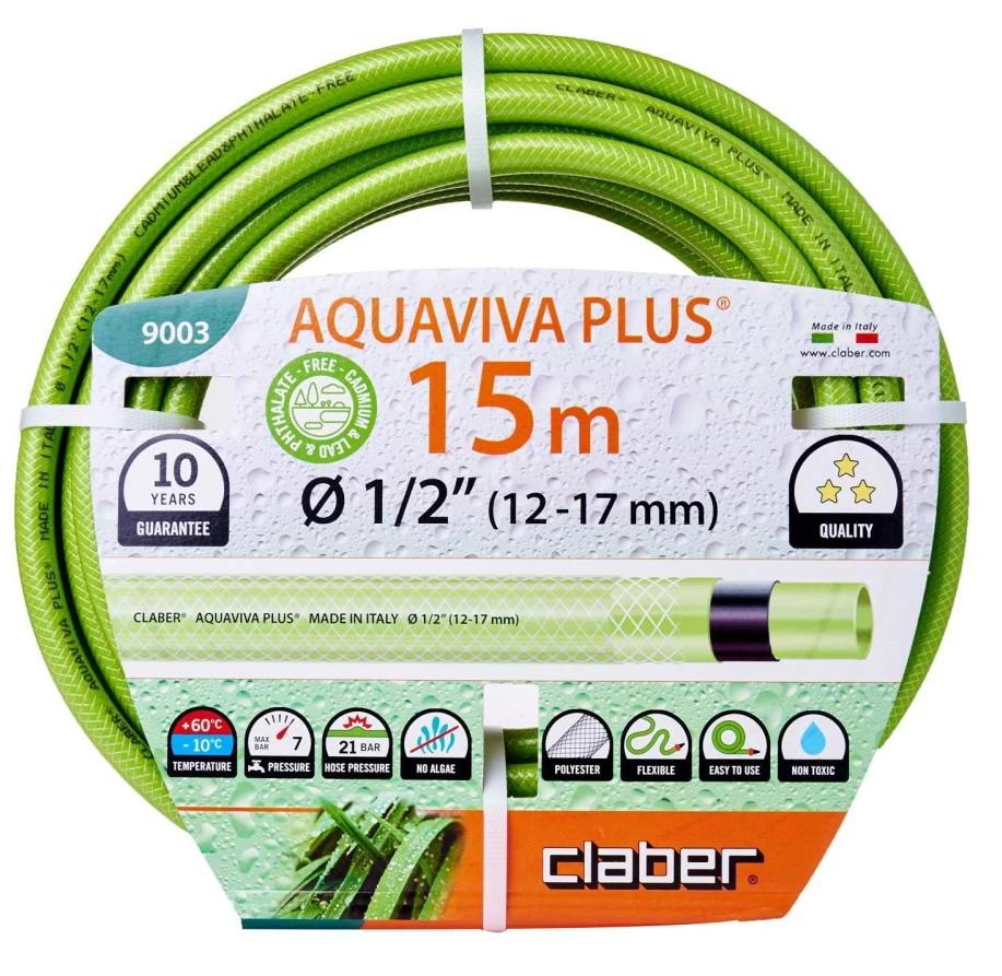 Шланг поливочний Claber 1/2", 15м Aquaviva Plus (90030000)