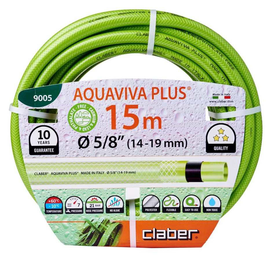 Шланг поливочний Claber 5/8", 15м Aquaviva Plus (90050000)