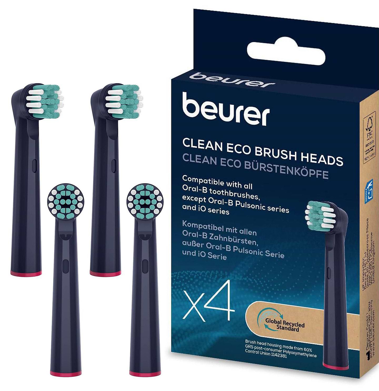 Купить Насадка для зубной щетки Beurer TB 15/30/50 Clean 4 шт. GP - Фото 1 Насадка для зубной щетки Beurer TB 15/30/50 Clean 4 шт. GP - Фото 1