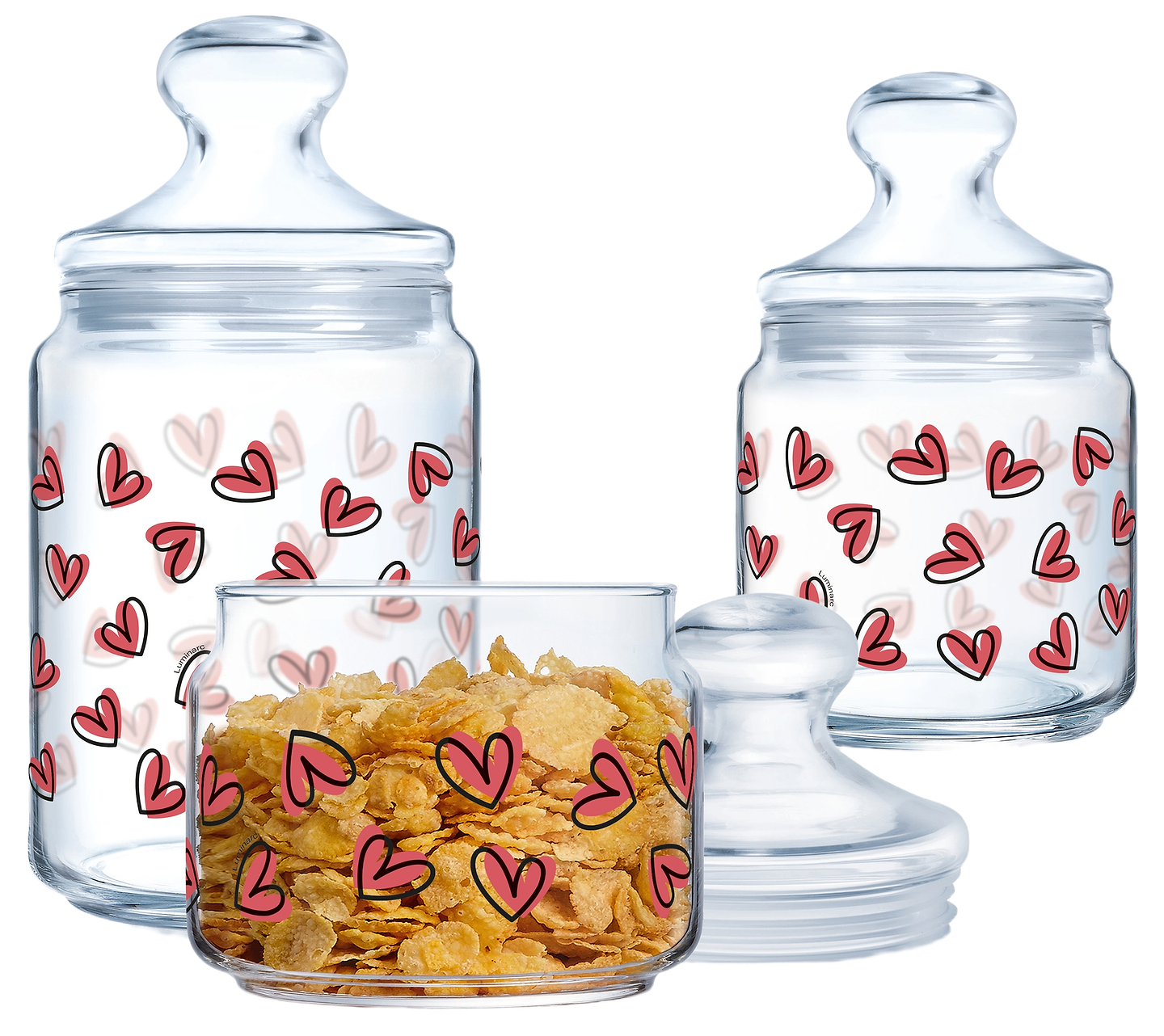 Набір ємностей для сипучих Luminarc CLUB LOVE BLUSH 1 л (X2218) - Фото 1