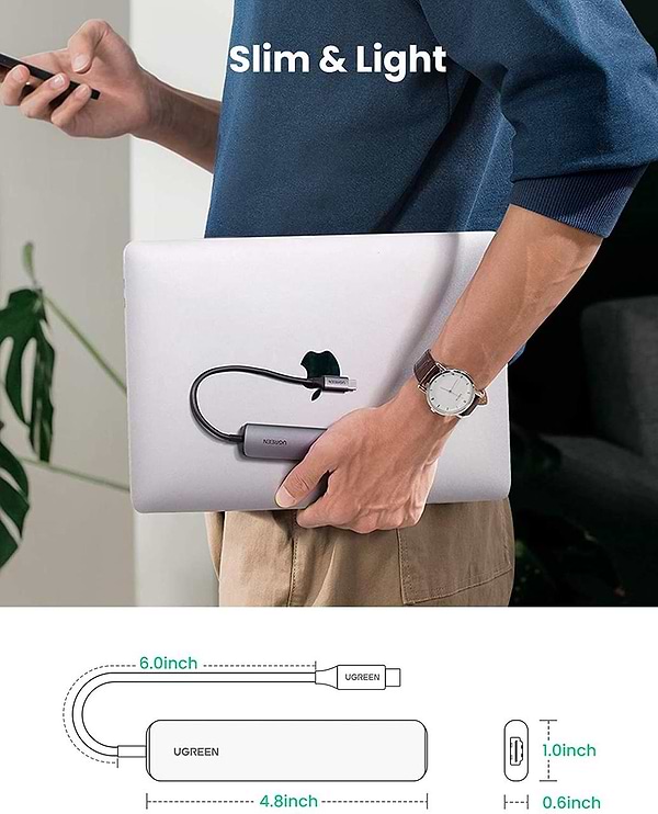 Фото - Док-станция UGREEN CM417 USB3.0 Type-C-HDMI/USB 3.0x4/PD Gray (20197)