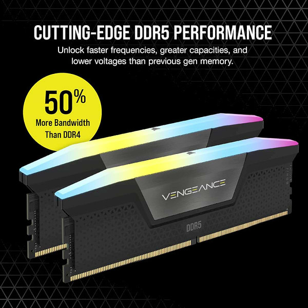 Фото - Уценка - Память DDR Corsair DDR5 2x16GB/6000 Vengeance RGB Black (CMH32GX5M2D6000C36)