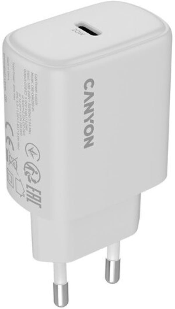 Фото - Мережевий зарядний пристрій Canyon OnCharge 200 20W 1xPD EU White (CNE-CHA200-01)
