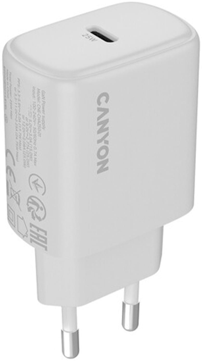 Сетевое зарядное устройство Canyon OnCharge 250 25W 1xPD EU White (CNE-CHA250-01)