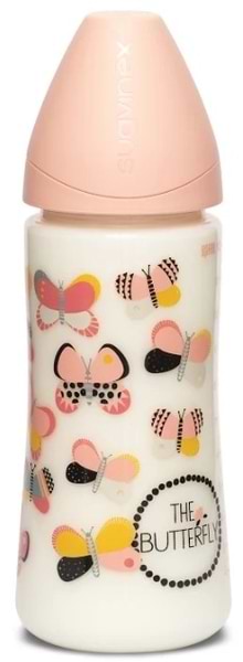 Фото - Пляшка для годування Suavinex 360 мл, кругла швидкий потік, Крилаті історії, помаранчева (304827)